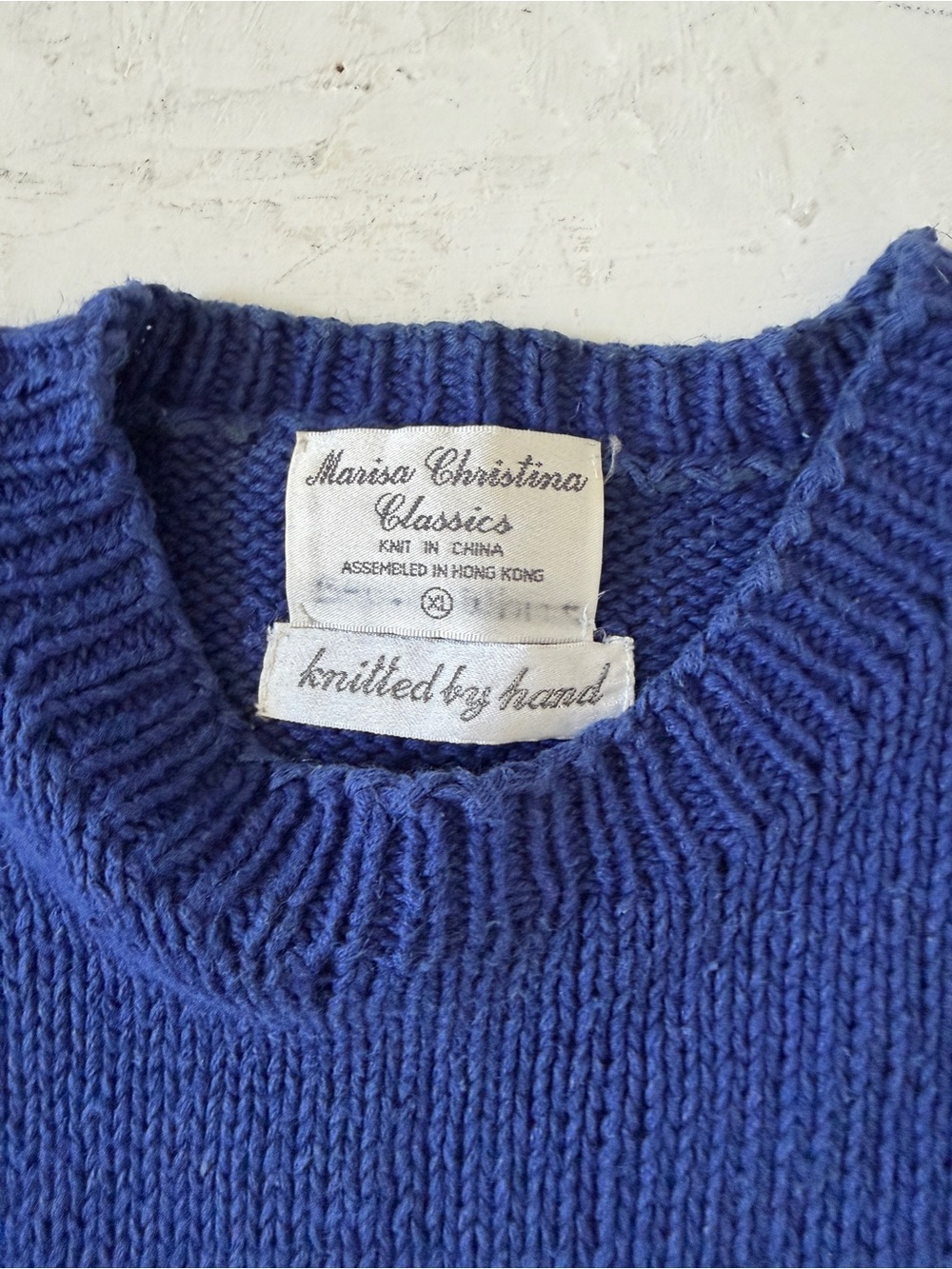 Vintage Marisa Christina Hand-Knit Sweater Halloween Cats Pumpkin Granny Size XL - Picture 3 of 6